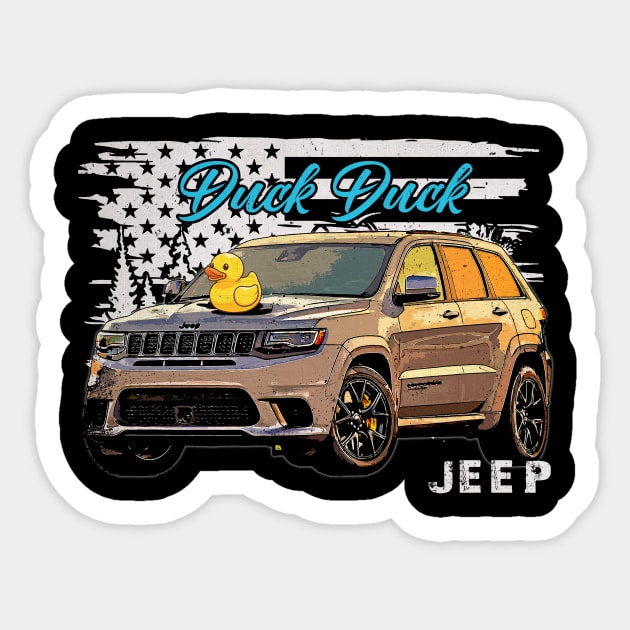 Jeep Grand Cherokee Trackhawk Car Form Vintage Artwork Sticker by Tosik Art1